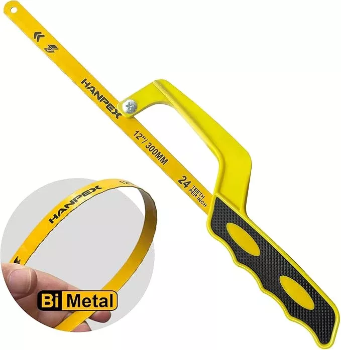 Mini Hacksaw for Metal Cutting – Compact Bimetal Blade Saw with Ergonomic Handle – Small Hack Saw for Steel, Copper, Aluminum & DIY Projects
