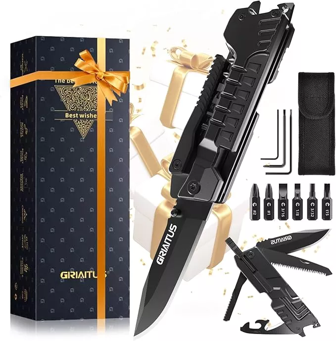 Multi-Tool Gifts for Men, Christmas Stocking Stuffers for Dad from Daughter Son, Multitool Knife 17 in 1 EDC Gear Cool Father Unique Birthday Gifts for Him Husband Boyfriend Grandpa Camping Essentials
