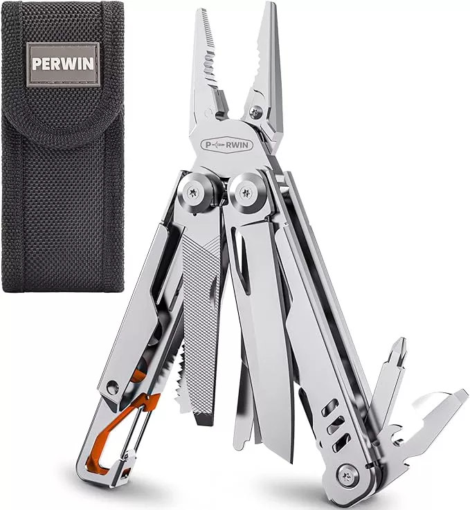Multitool Stainless Steel Multi-Tool Pliers 13-in-1 with Sheath, Safe Locking, Carabiner, Professional Pocket Tools for Fishing & Camping