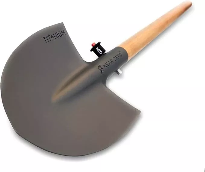 Near Zero Titanium Survival Shovel - Compact, Lightweight, & Collapsible Tactical Tool, Ideal for Backpacking, Camping, & Hiking, Sharpened Edge for Chopping Wood, Doubles as Frying Pan