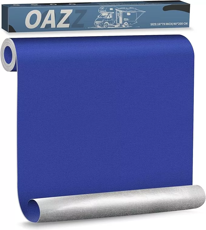 OAZ 16 x 79 inch Canvas Fabric Patch Self-Adhesive Waterproof Repair Patch Kit for Boat Cover Sofa Chair Couch Tent Bag (Black)