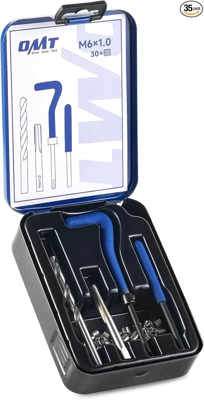 Orion Motor Tech Helicoil Thread Repair Kit, M6x1.0 Thread Repair Tool with HSS Drill Bit & 30 Thread Inserts, Metric Thread Repair Installation Kit for Rethreading Internal Threads with Carry Case