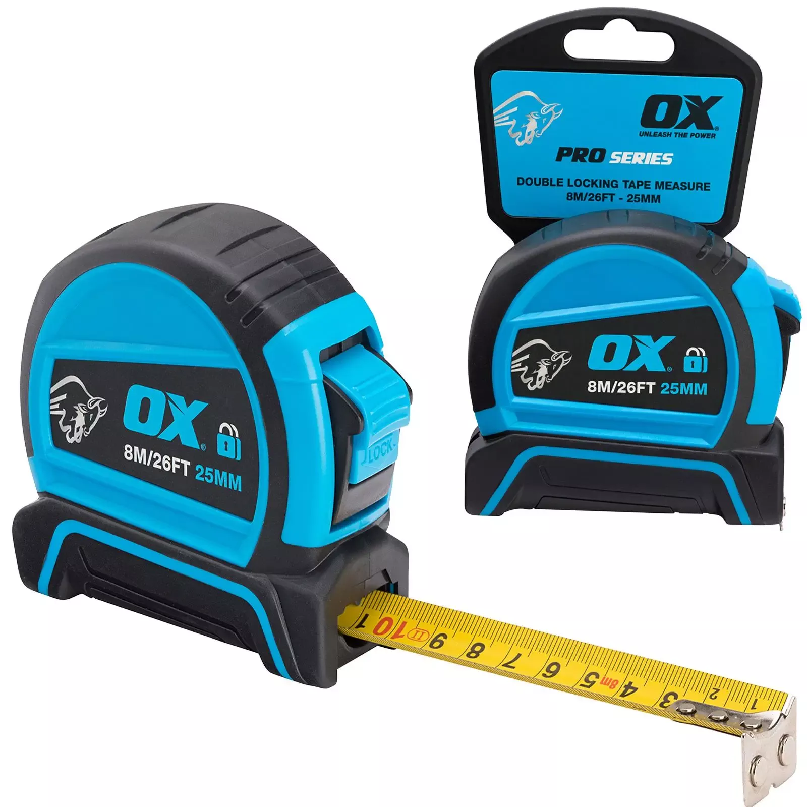 OX Tools Pro Dual Auto Lock Tape Measure 8m