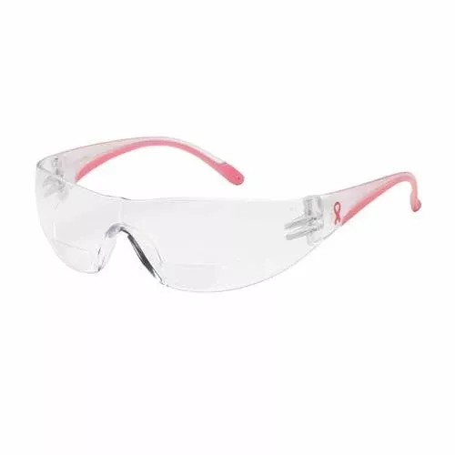PIP 250-12-0300 Lady Eva Reading Magnifier Eyewear, Corrective Bifocal +3.00 Diopter, Clear Polycarb Lens, Anti-Scratch, Clear/Pink Temple W/ Pink Ribbon, -12 Pack
