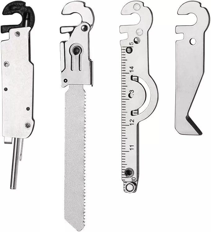 Roxon FT07 Bulid Your Own Multitool - FLEX Implements Tools Accessories Set (Box Cutter, Ruler & Magnetic grabber, Pen & Tweezers & Needle, T Shank Adapter)