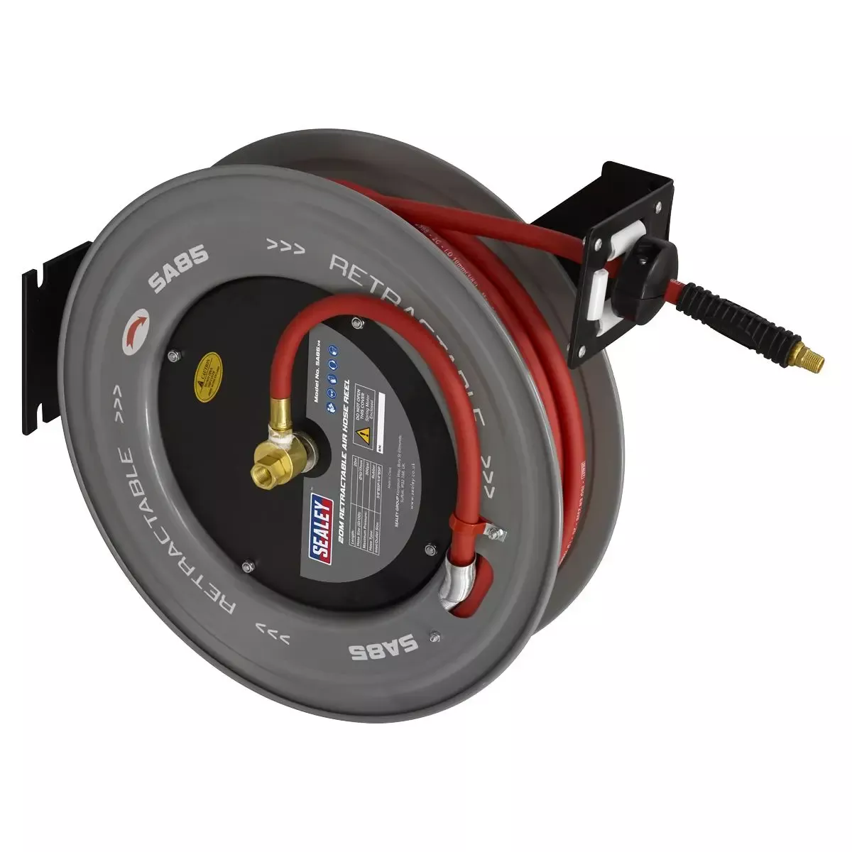 Sealey 20m Retractable Rubber Air Hose with Steel Reel 10mm ID