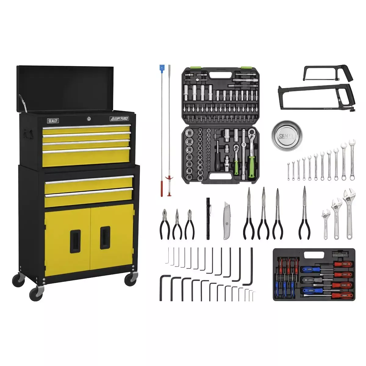 Sealey American Pro Topchest & Rollcab Combination 6 Drawer with Ball-Bearing Slides - Green
