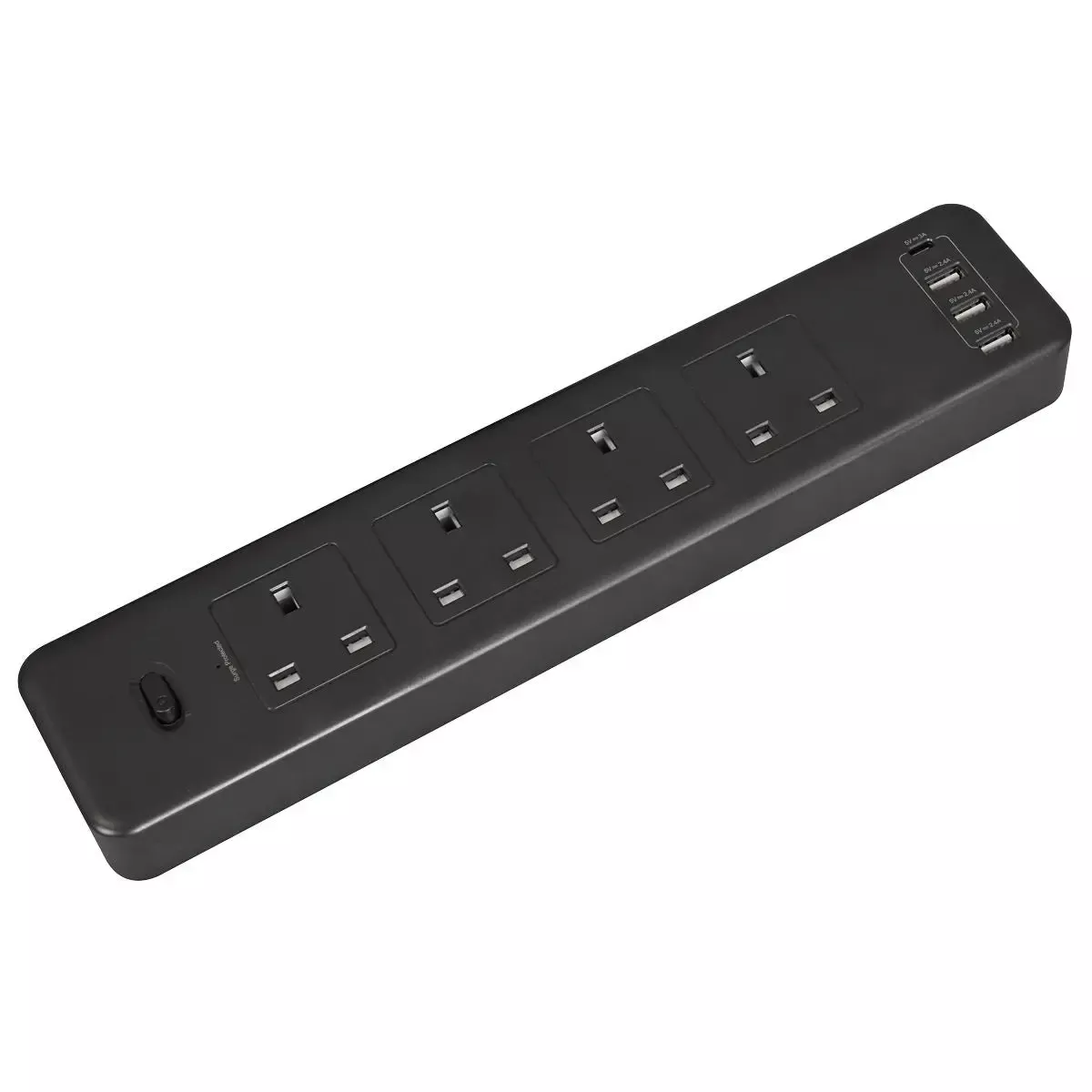 Sealey Extension Lead 2.6m with USB Ports - Black