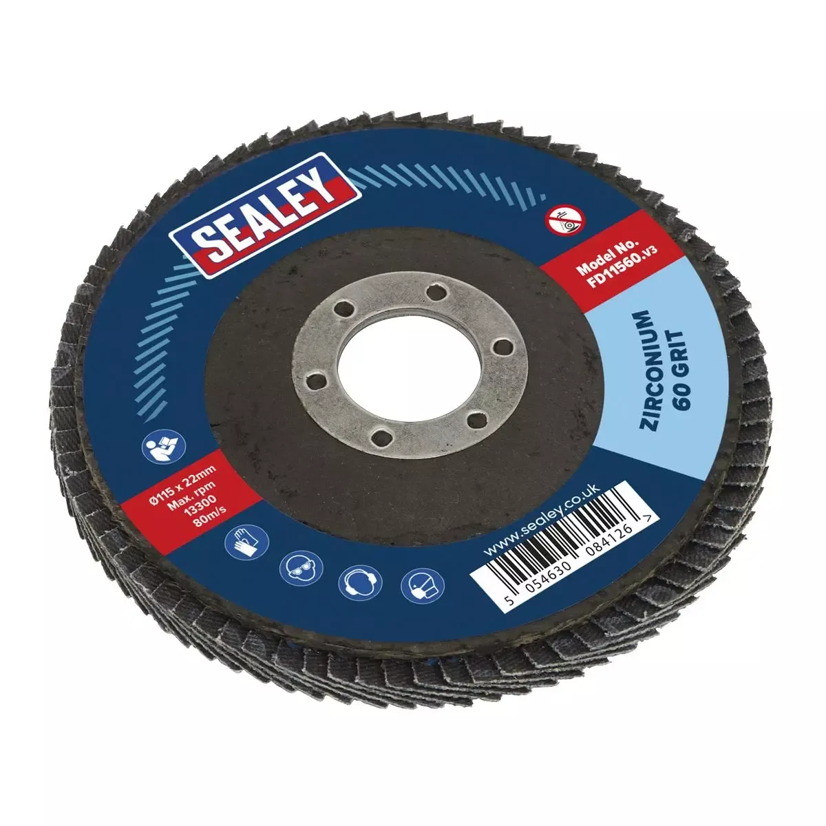 Sealey Flap Disc Zirconium Ø115mm Ø22mm Bore 60Grit