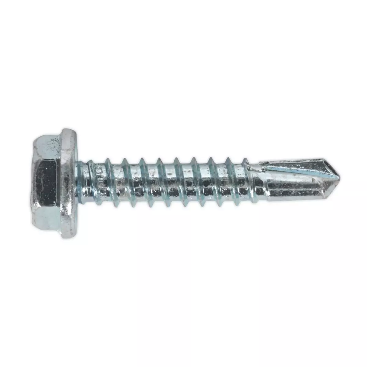 Sealey Self-Drilling Screw 4.8 x 25mm Hex Head Zinc Pack of 100