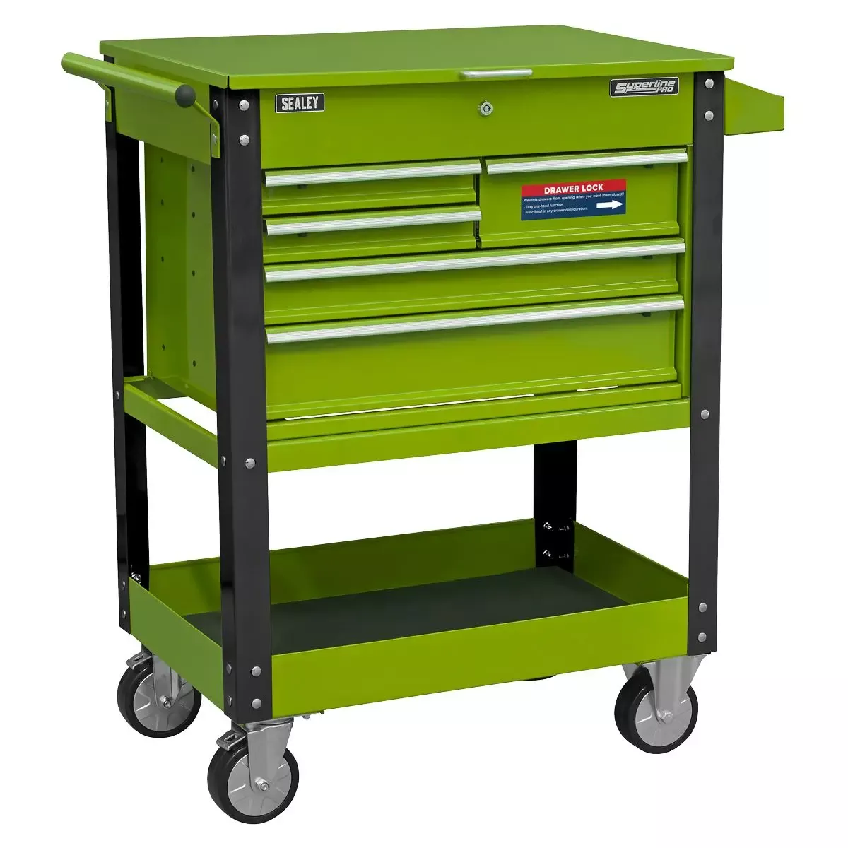 Sealey Superline Pro Heavy-Duty Mobile Tool & Parts Trolley with 5 Drawers & Lockable Top