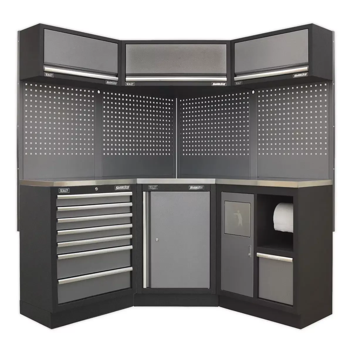 Sealey Superline Pro Superline PRO 1.6m Corner Storage System - Stainless Worktop