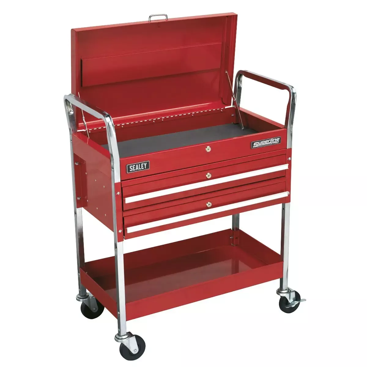 Sealey Superline Pro Trolley 2-Level Heavy-Duty with Lockable Top & 2 Drawers