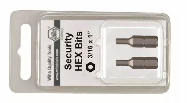 Security Hex Insert Bit 7/32" x 25mm 2Pk
