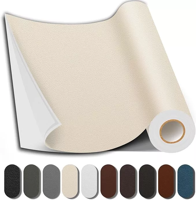 Shagoom Leather Repair Patch, 17X79 Inch Repair Patch Self Adhesive Waterproof, DIY Large Vinyl Patches for Couches, Furniture, Kitchen Cabinets, Wall （Beige, 17X79 Inch）