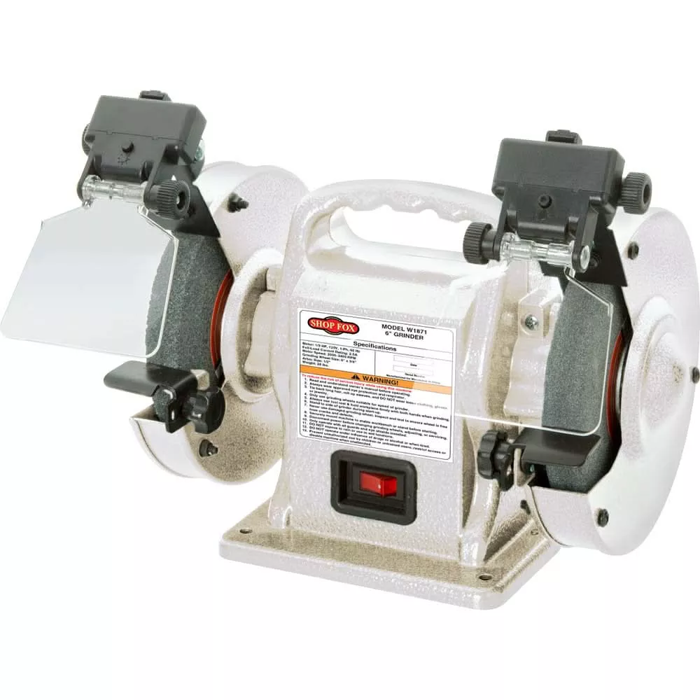 Shop Fox W1871 Corded 6-Inch Portable Bench Grinder with LEDs