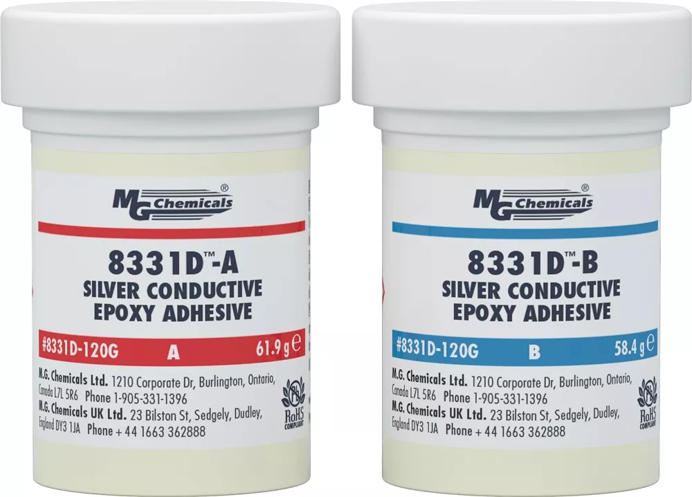 Silver Conductive Epoxy Adhesive, High Conductivity, 50 mL (1.6 fl oz), 2 jar kit