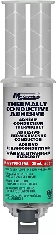 Slow Cure Thermally Conductive Adhesive, Flowable, 25 ml, Dual Syringe