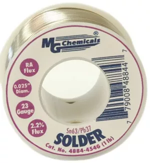 SN63/Pb37 RA Solder Wire, 0.025" dia., 1 lb, 23 gauge, Spool