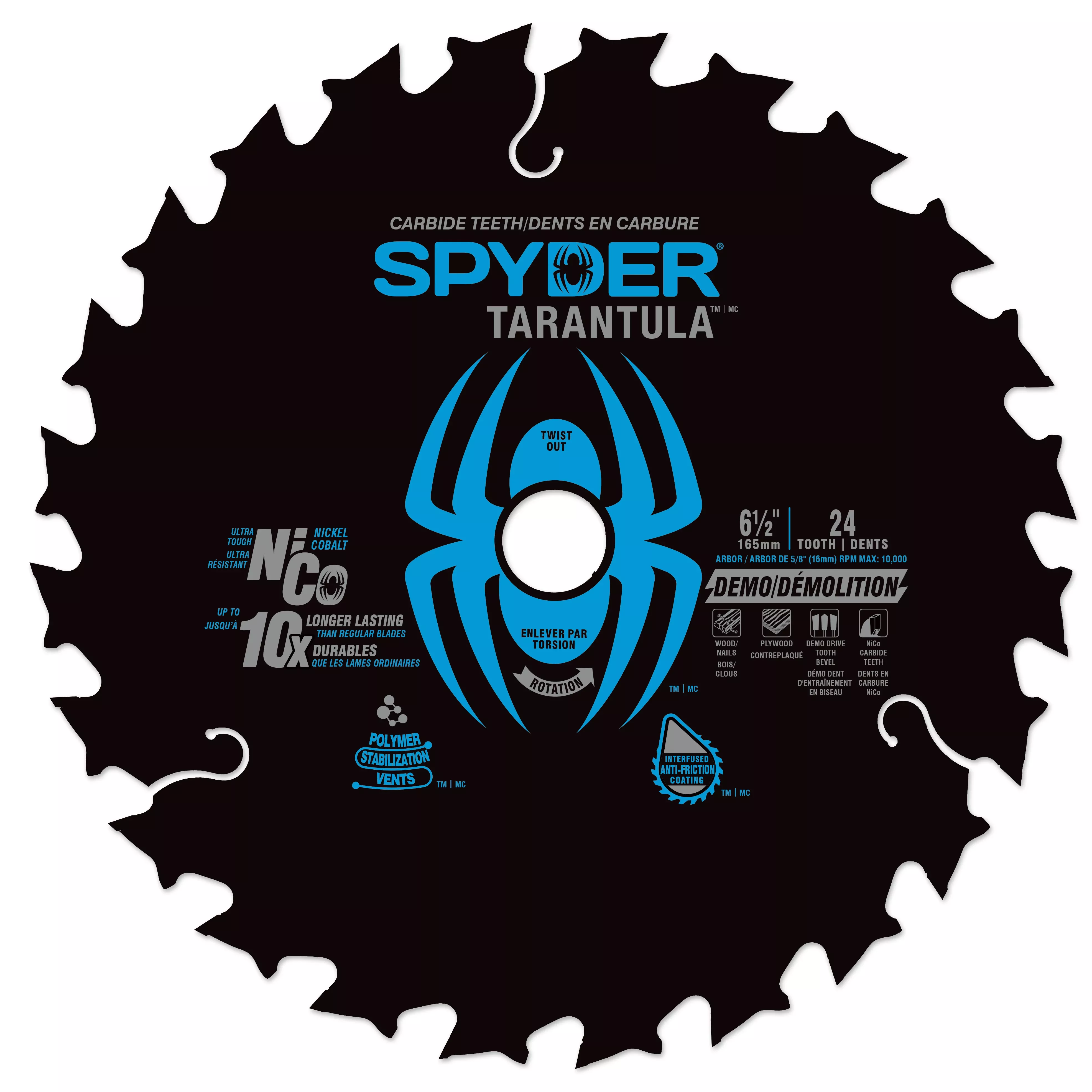 Spyder 6-1/2" 24-Tooth TCT Demolition Circular Saw Blade 13041