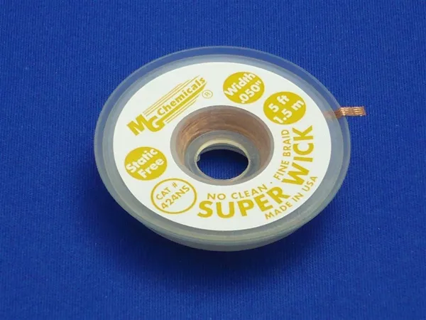 Static Free No Clean Super Wick™, Size No.(2), Width (1.5mm), Length (5 ft), Colour (Yellow)