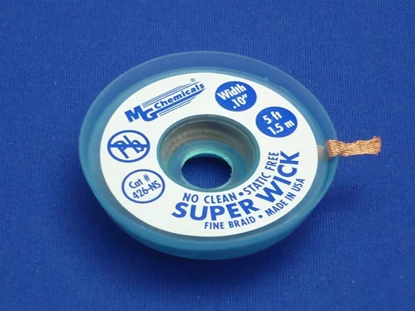 Static Free No Clean Super Wick™, Size No.(4), Width (2.5mm), Length (5 ft), Colour (Blue)