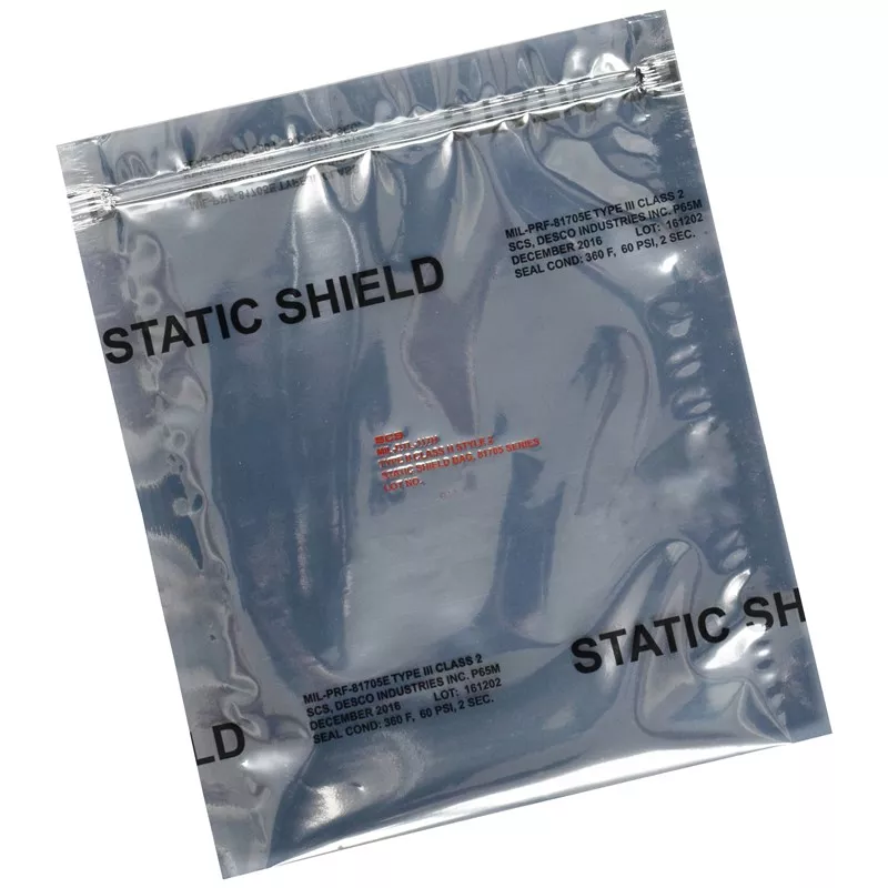 Static Shield Bag, 81705 Series Metal-In Zip, 10 in. x 12 in., 100 EA
