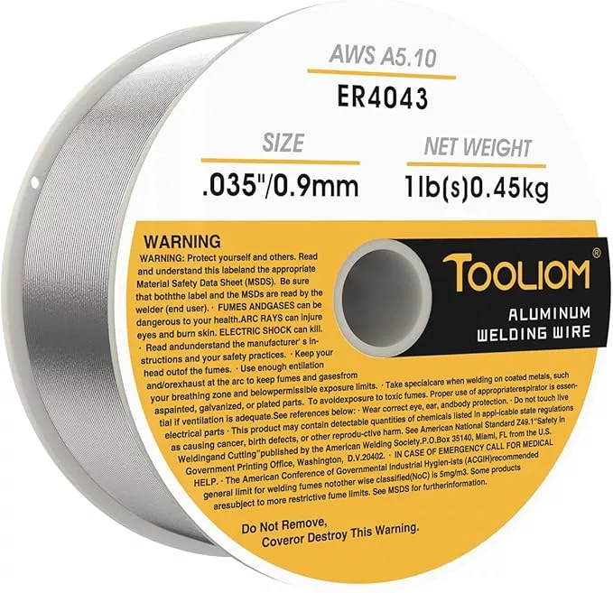 TOOLIOM ER4043 - .035" Welding Wire MIG Aluminum 0.9 mm Welding Wire - 1lb Spool