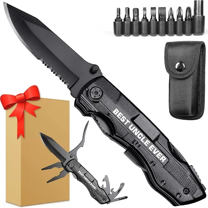 Uncle Gifts, ”BEST UNCLE EVER” Multitool Knife, Stocking Stuffers for Uncles, Uncles Birthday Gift, Best Uncle's Presents, Uncle Gifts from Niece Nephew, Uncle's Christmas Gift
