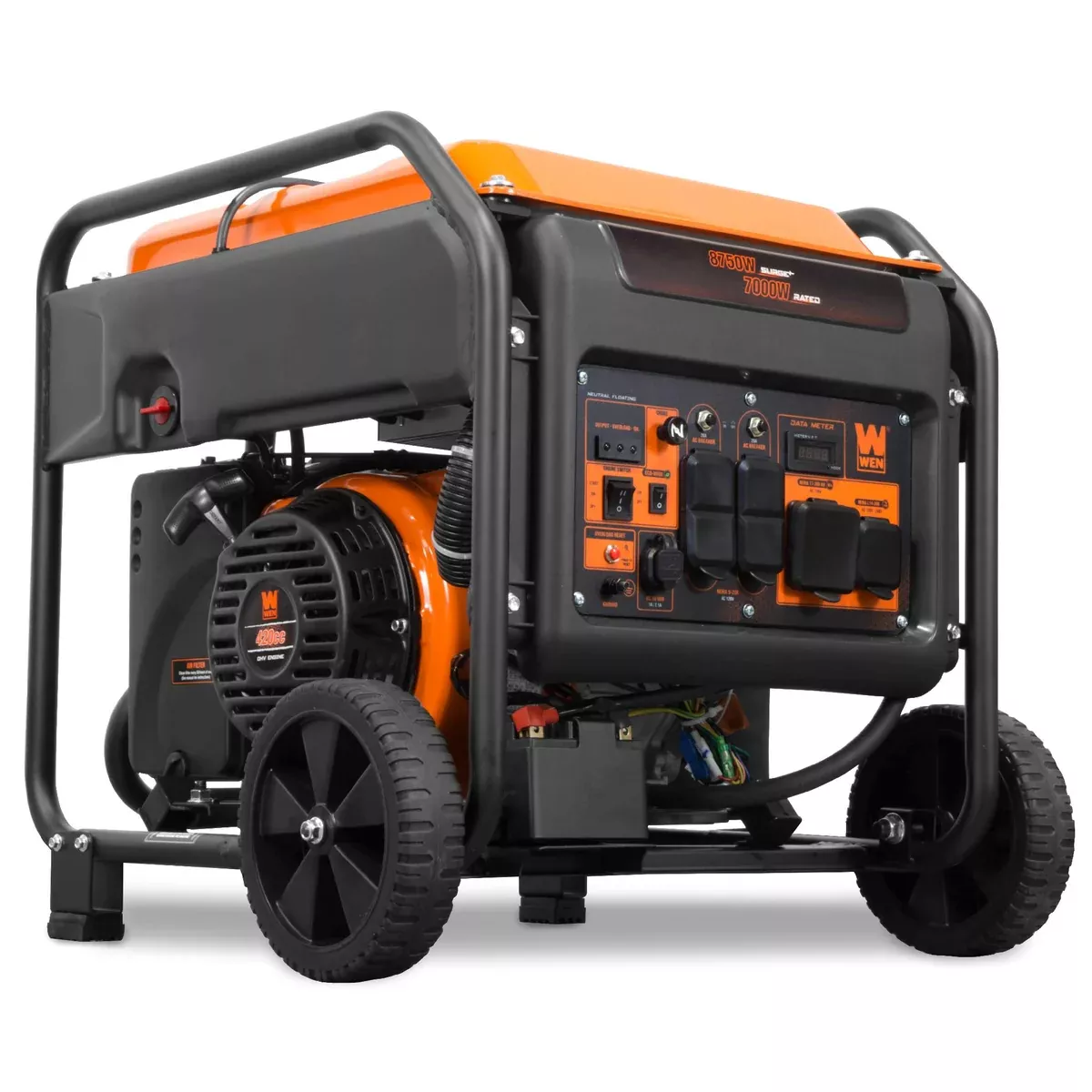 WEN GN875i 8750-Watt RV and Transfer-Switch-Ready 120V/240V Electric Start Open Frame Inverter Generator