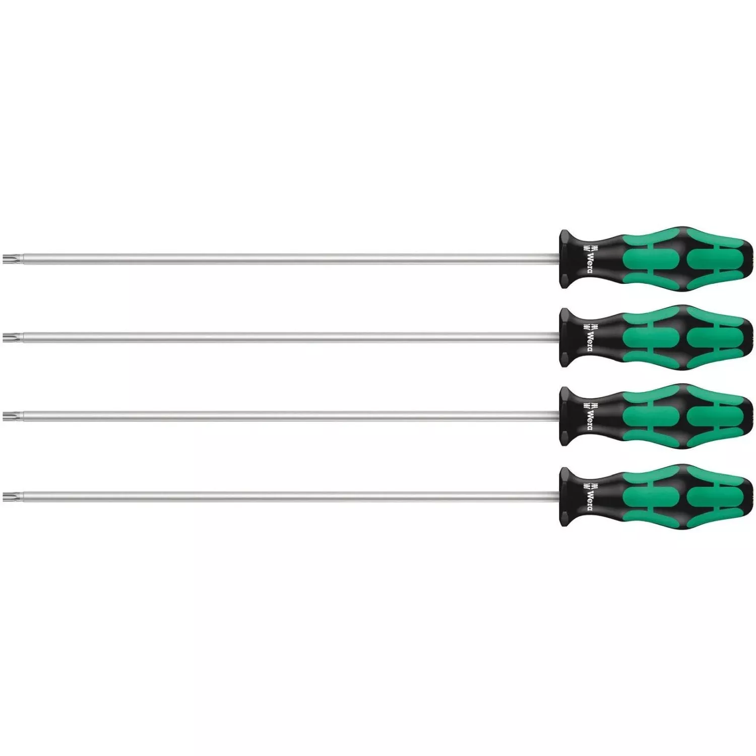 Wera 367/4 TORX HF Kraftform Plus Screwdriver set with holding function and 300 mm-long blades, 4 pieces