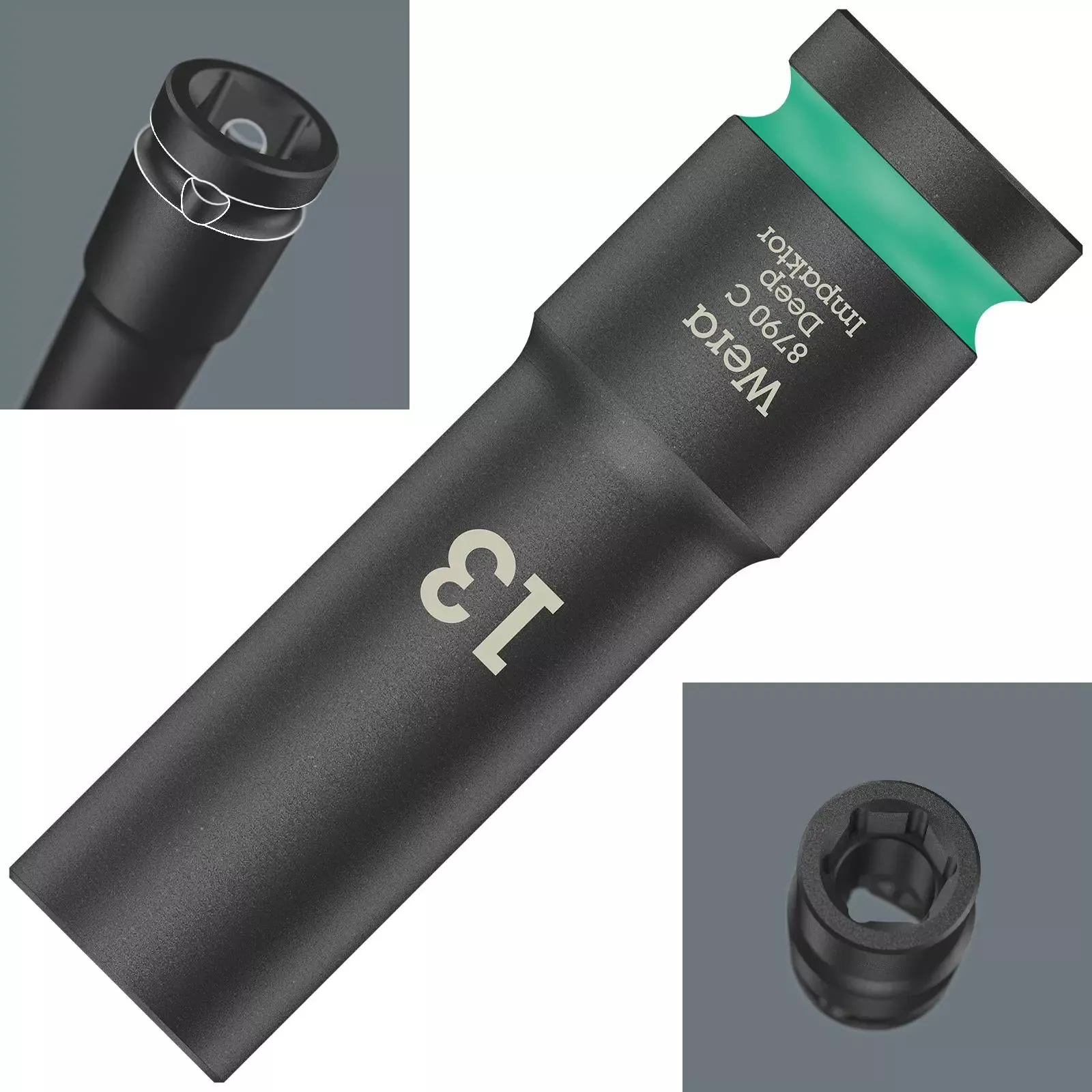 Wera Deep Impact Socket Impaktor with 1/2" Drive Zyklop 8790 C 13mm x 83mm