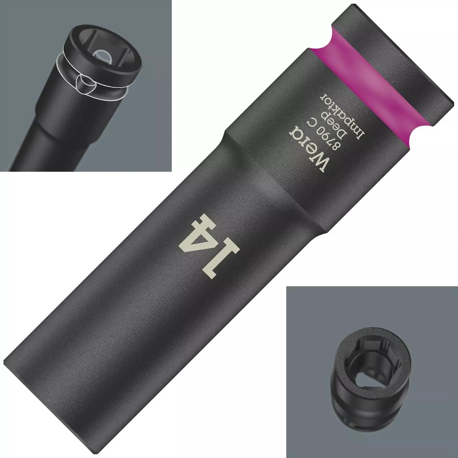 Wera Deep Impact Socket Impaktor with 1/2" Drive Zyklop 8790 C 14mm x 83mm