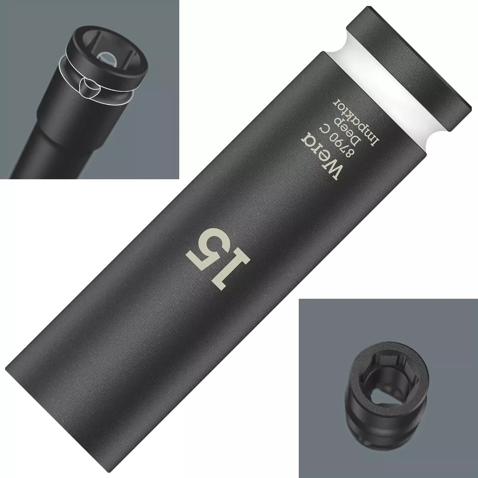 Wera Deep Impact Socket Impaktor with 1/2" Drive Zyklop 8790 C 15mm x 83mm
