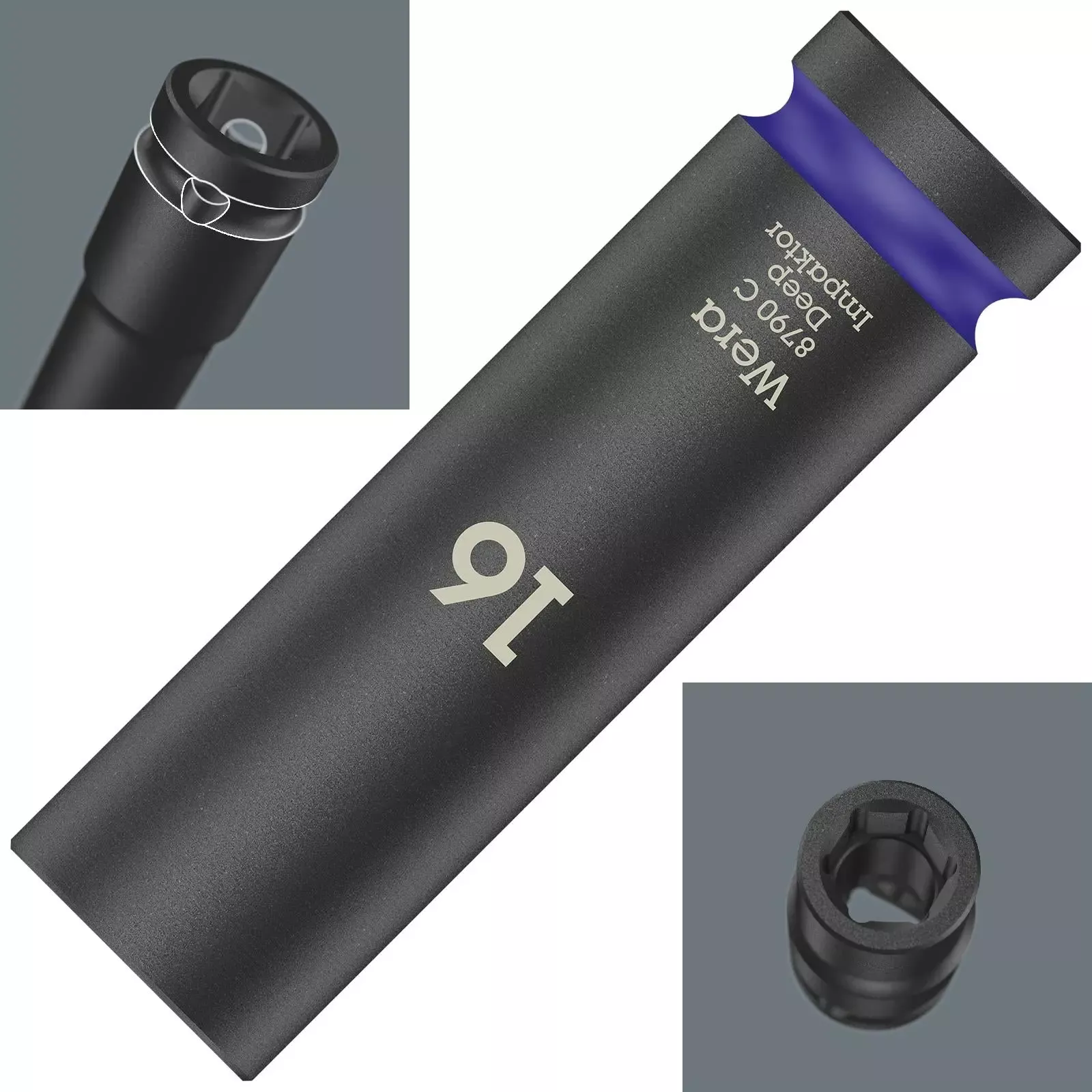 Wera Deep Impact Socket Impaktor with 1/2" Drive Zyklop 8790 C 16mm x 83mm