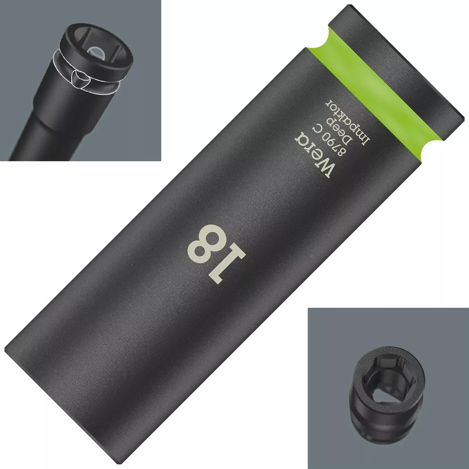 Wera Deep Impact Socket Impaktor with 1/2" Drive Zyklop 8790 C 18mm x 83mm