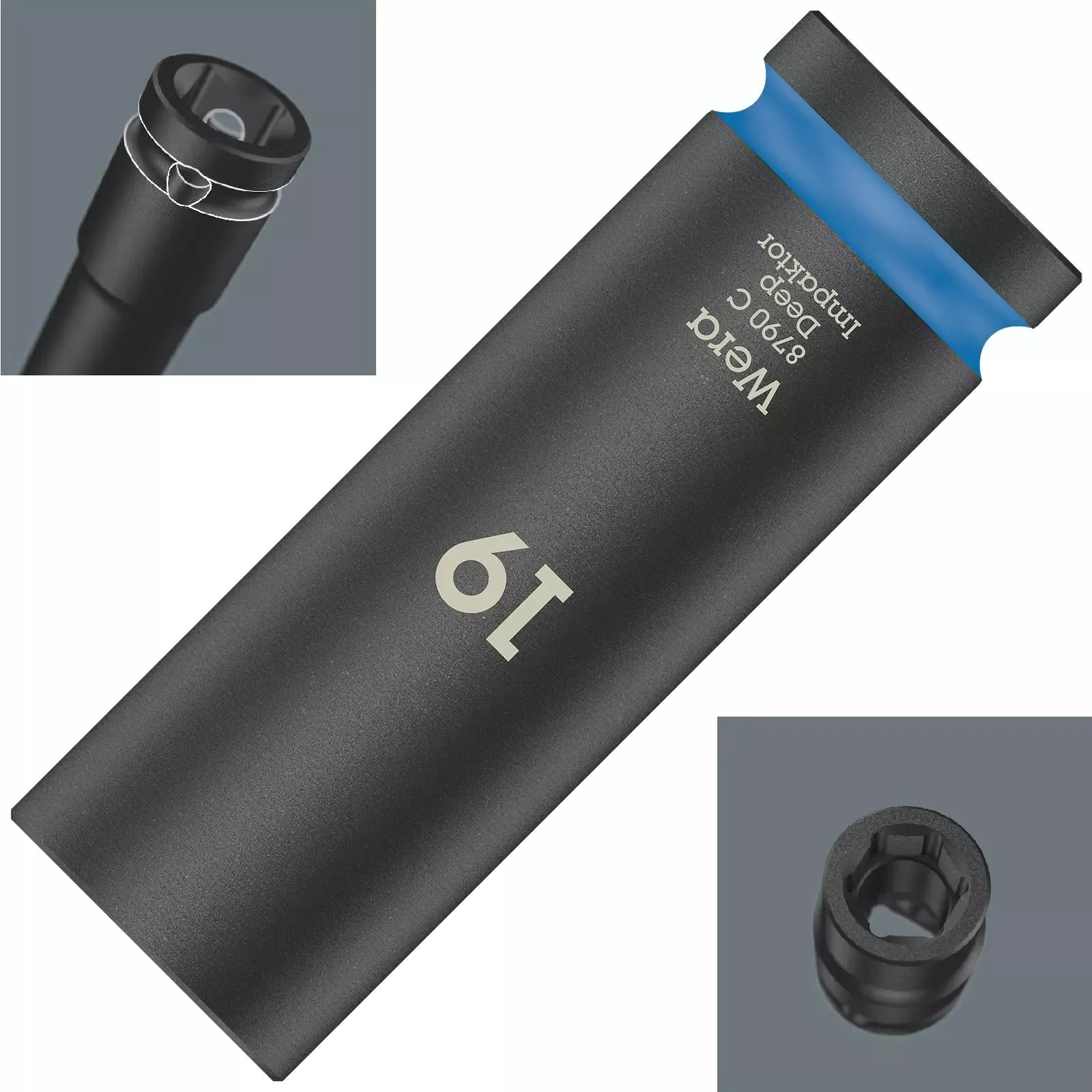 Wera Deep Impact Socket Impaktor with 1/2" Drive Zyklop 8790 C 19mm x 83mm