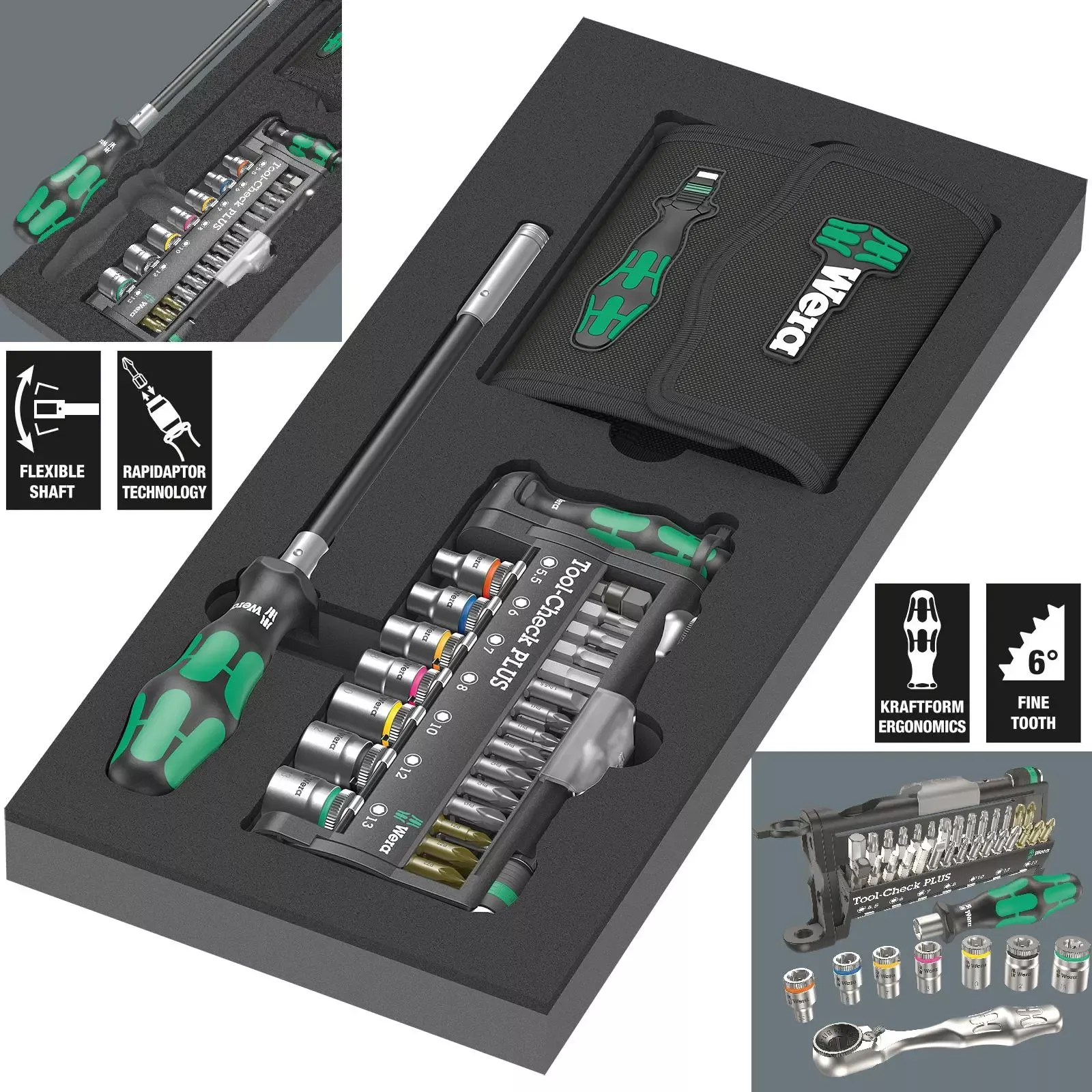 Wera Foam Insert Kraftform Kompakt and Tool-Check Plus Set 1 9750 57 Pieces