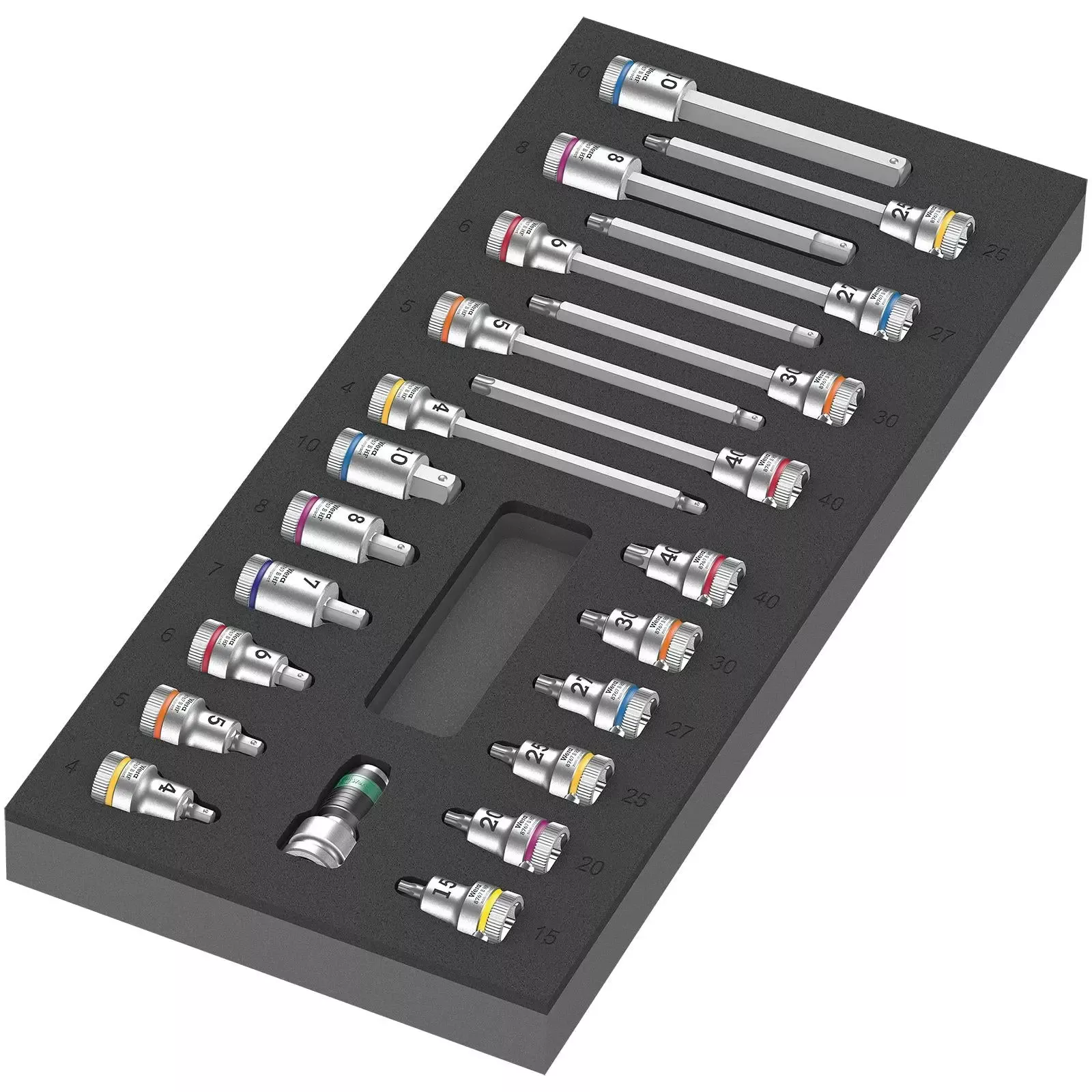 Wera Foam Insert Zyklop B 3/8" Drive Bit Socket Set 1 9723 22 Pieces