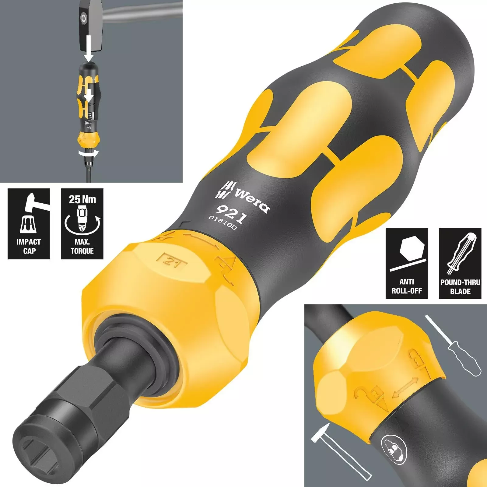 Wera Impact Screwdriver 921 Kraftform Plus Series 900 1/4" Hex