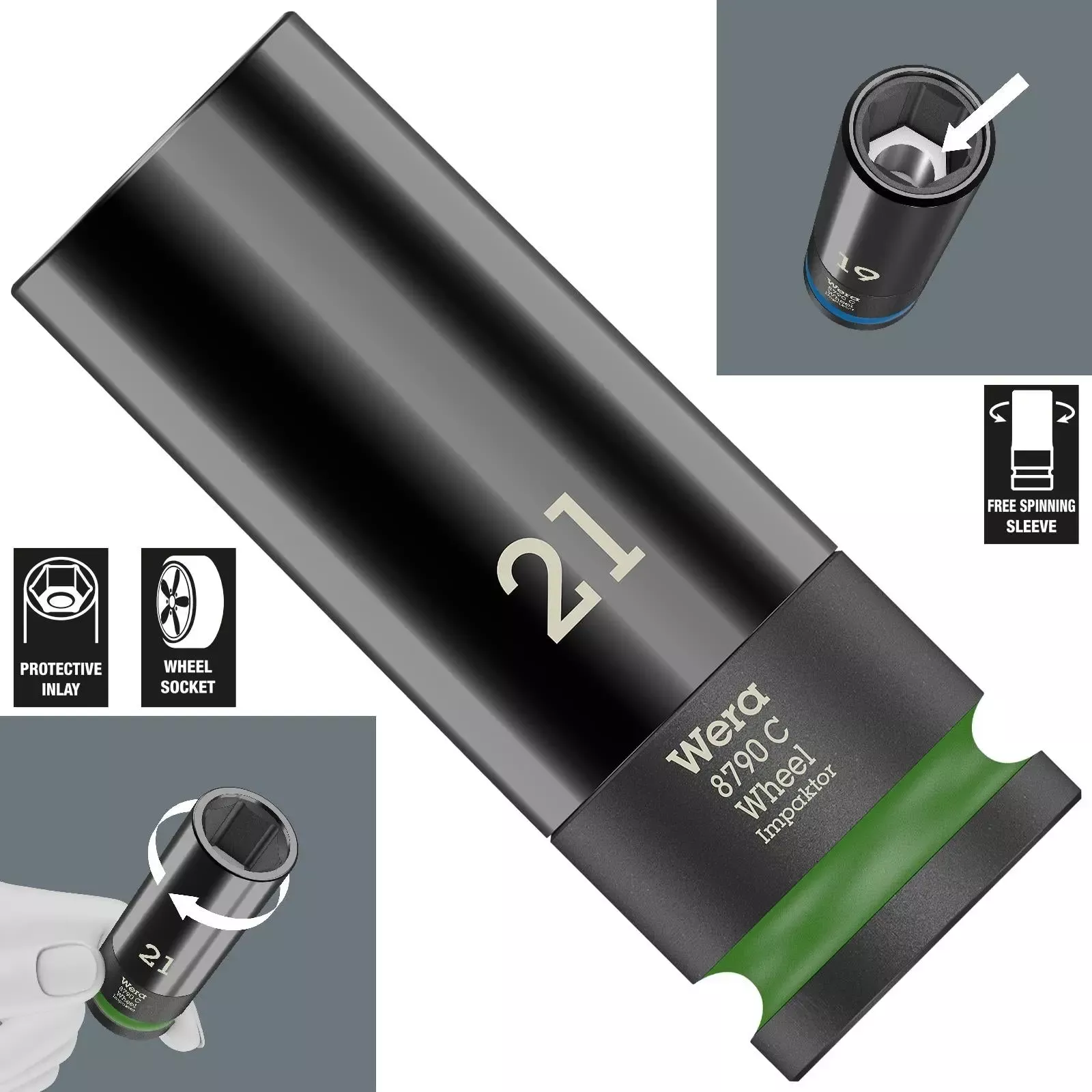 Wera Impact Socket Impaktor 1/2" Drive for Alloy Wheels 8790 C Wheel 21mm x 85mm