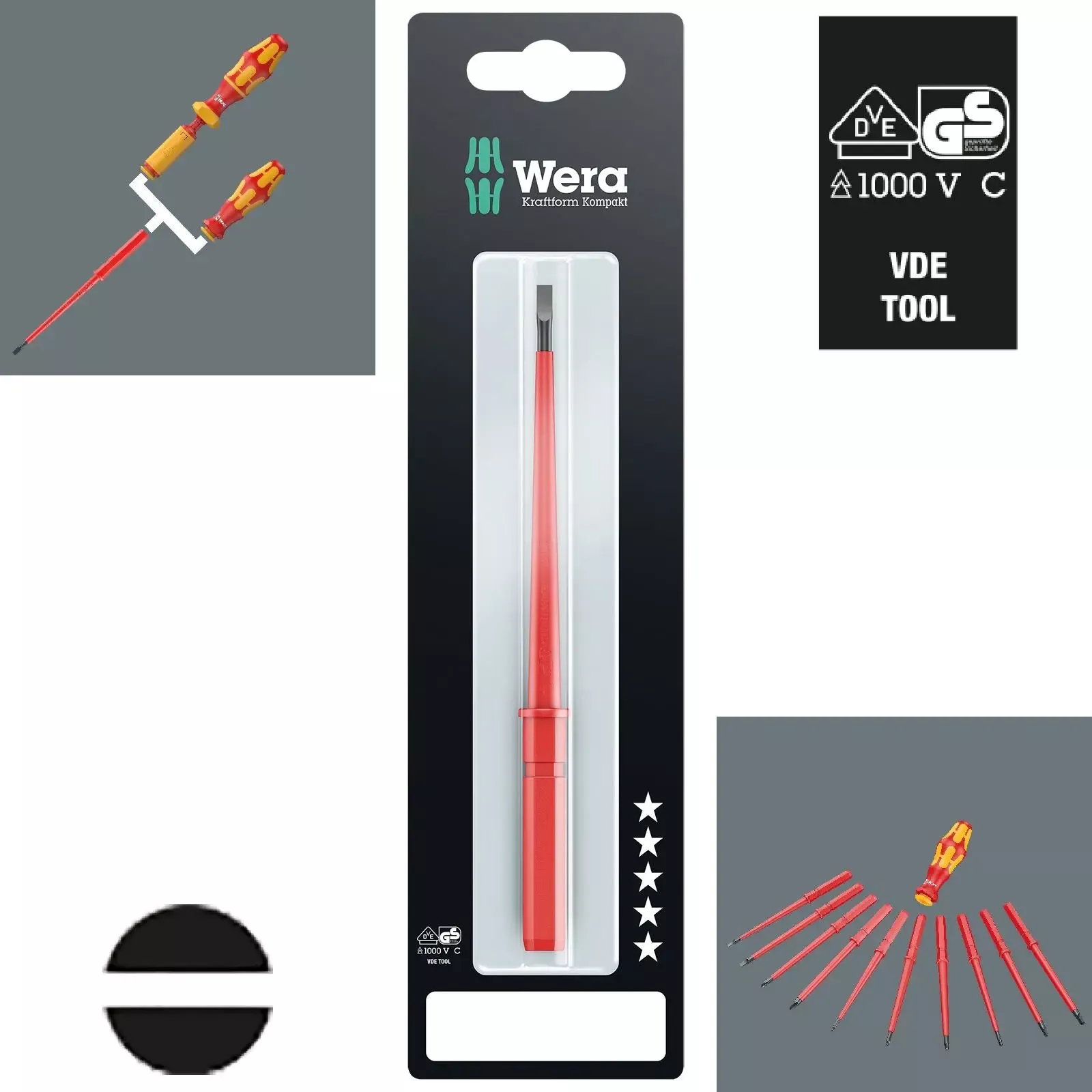 Wera Interchangeable Screwdriver Blade VDE Kraftform Kompakt Individual Phillips Pozi Slotted Torx Hex
