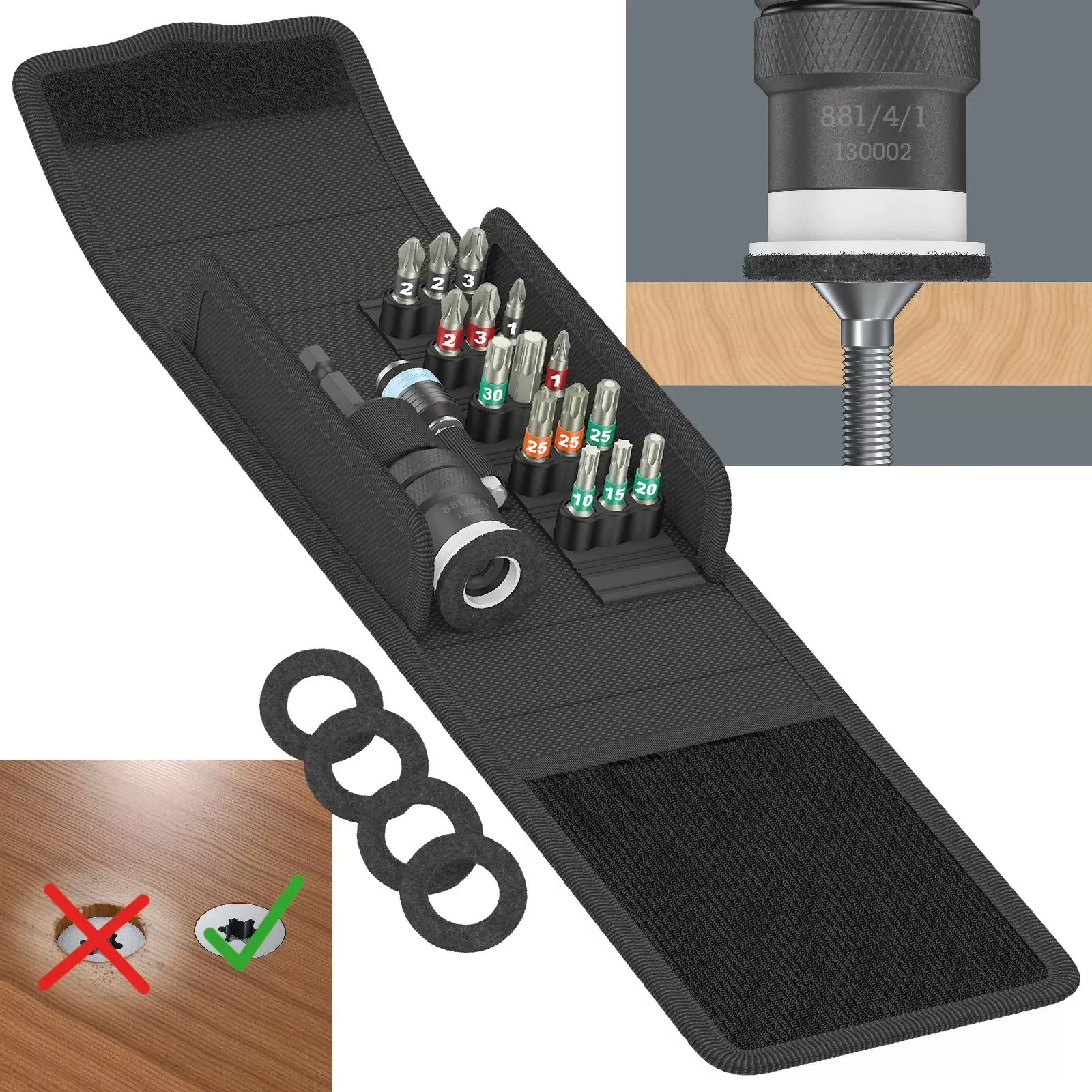Wera Screwdriver Set Stainless Steel Bits Patio Construction Set T 1 21 Piece for Flush Screw Heads