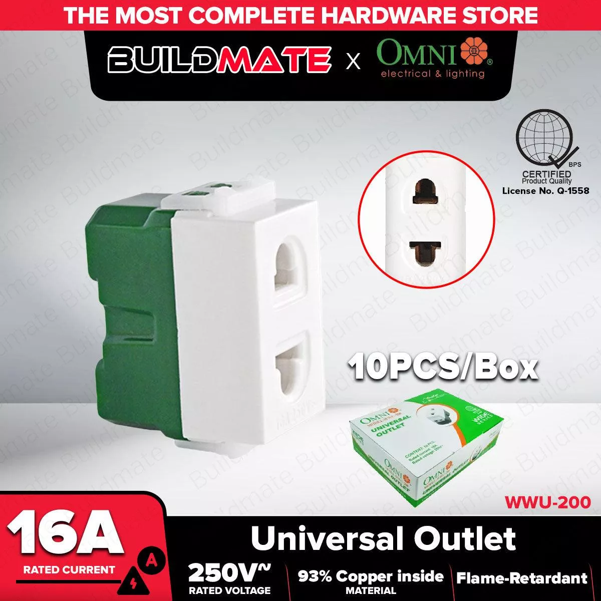 [WHOLESALE] (10PCS) OMNI Universal Outlet 16A WWU-200 BUILDMATE