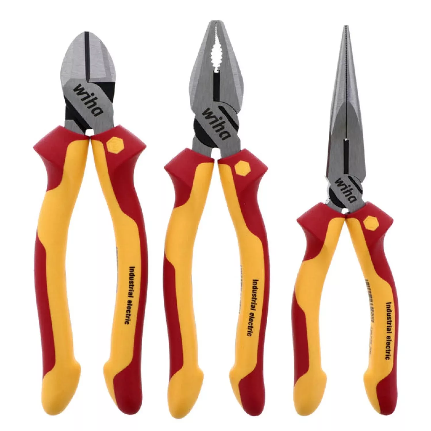 Wiha Tools 32981 Insulated Industrial Pliers and Cutters Set, 3 Pc.
