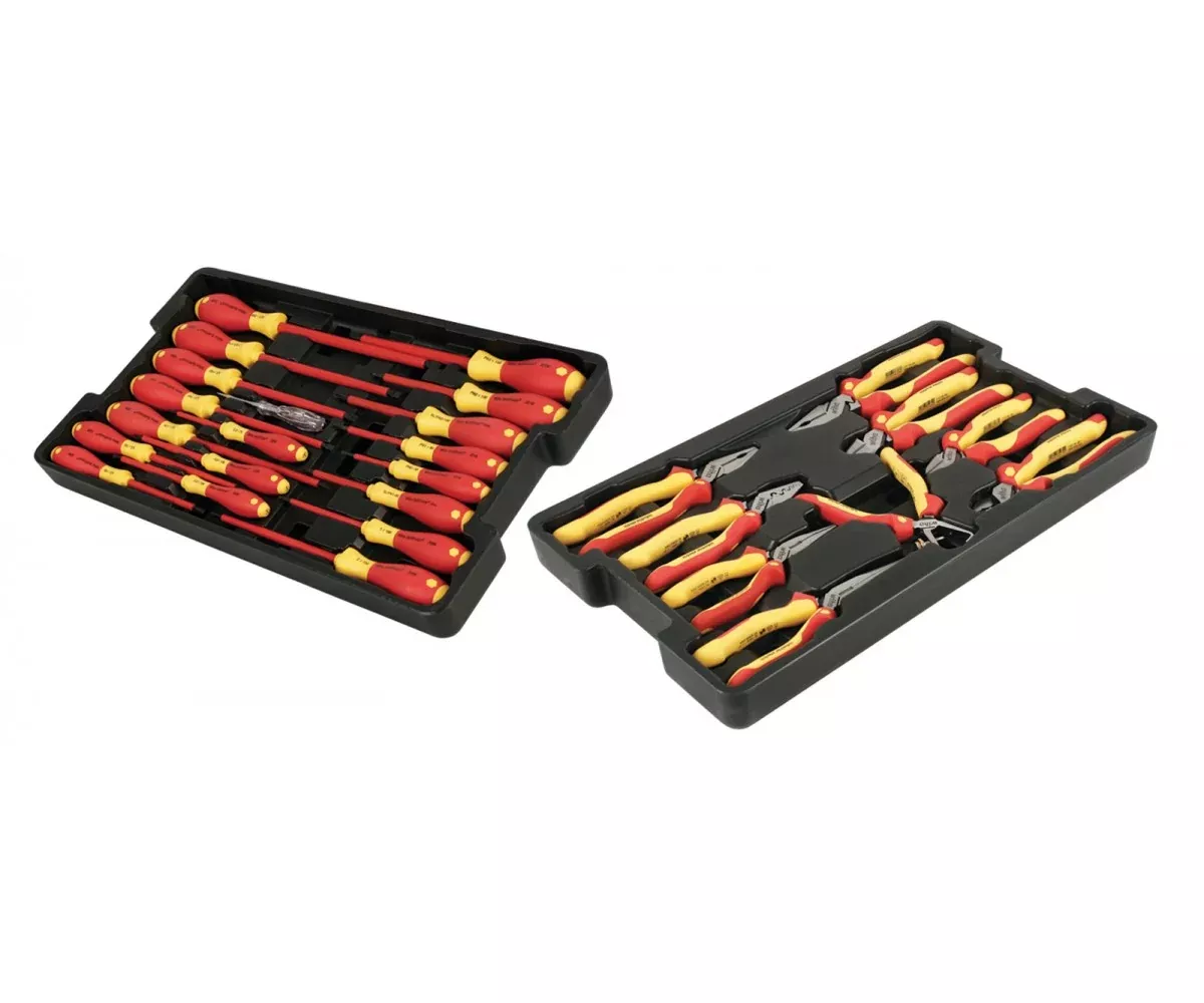 Wiha Tools 32989 Insulated Pliers / Cutters / Screwdriver Set in Tray, 28 Pc.