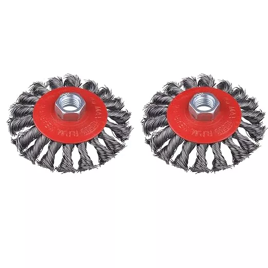 Wire Wheel for 4 1/2 Angle Grinder, 2 Pack 4 Inch Twist Knotted Wire Wheel for Grinders, with 5/8 Inch-11 Threaded Arbor, Angle Grinder Wire Wheel for Heavy&Light Duty Work