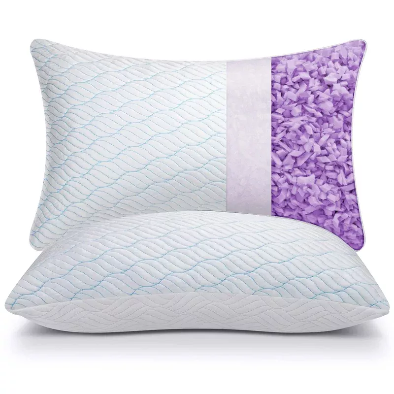 WISHSMILE Cooling Pillows Queen Size Set of 2, Memory Foam Pillows with Zipper, Adjustable Firmness for Sleeping Cool Cold Pillow to Hot, Side, Back and Stomach Sleepers, 2 Pack, 20×30