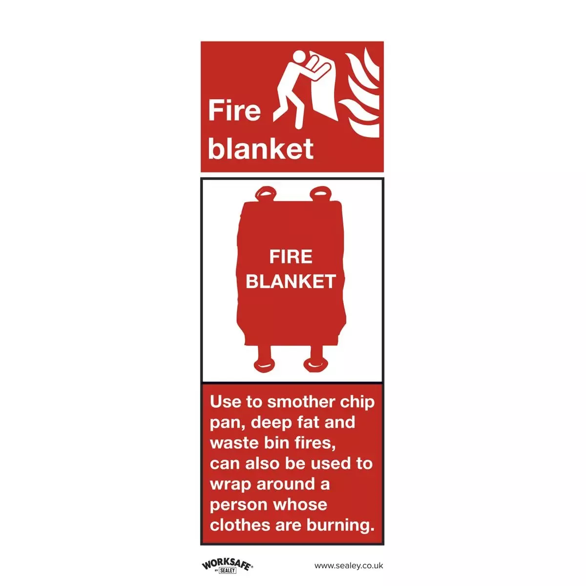 Worksafe by Sealey Safe Conditions Safety Sign - Fire Blanket - Rigid Plastic - Pack of 10