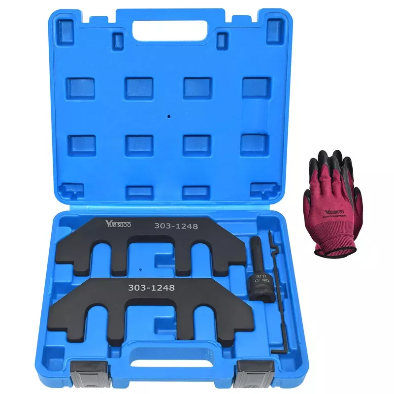 Yuesstloo Camshaft Holding Tool Kit with Tension Tool, Timing Alignment Holder Tool Compatible with Ford 3.5L & 3.7L 4V Engines, 3.5 EcoBoost, Replace 303-1248 303-1530 RT11, with Case and Gloves